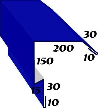 Торцевая планка 150*200*2000, цинк, окрашенный, 0,45 мм.